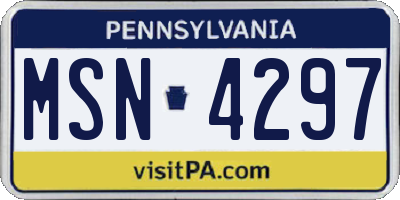 PA license plate MSN4297