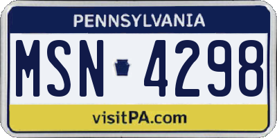 PA license plate MSN4298
