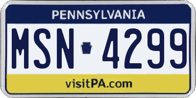 PA license plate MSN4299