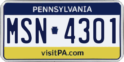 PA license plate MSN4301