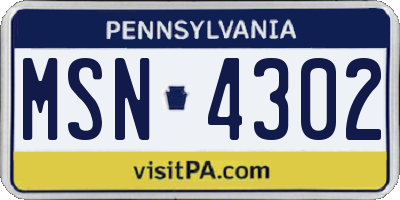 PA license plate MSN4302