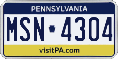 PA license plate MSN4304