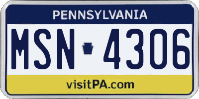 PA license plate MSN4306