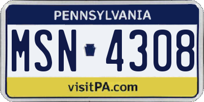 PA license plate MSN4308