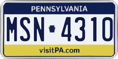 PA license plate MSN4310
