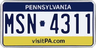 PA license plate MSN4311