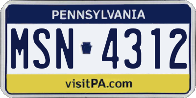 PA license plate MSN4312