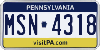 PA license plate MSN4318