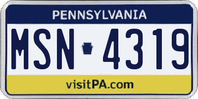 PA license plate MSN4319