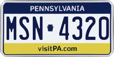 PA license plate MSN4320
