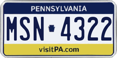PA license plate MSN4322