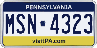 PA license plate MSN4323