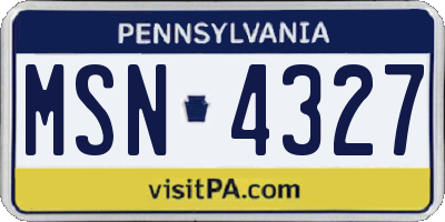 PA license plate MSN4327