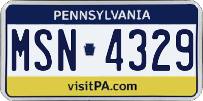 PA license plate MSN4329