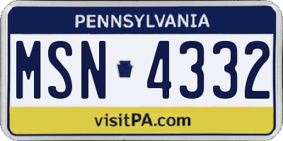 PA license plate MSN4332