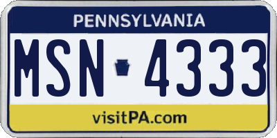 PA license plate MSN4333