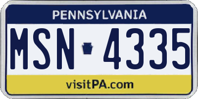 PA license plate MSN4335