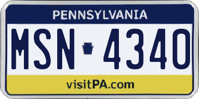 PA license plate MSN4340