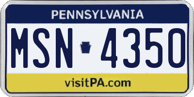 PA license plate MSN4350