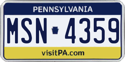 PA license plate MSN4359
