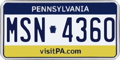 PA license plate MSN4360
