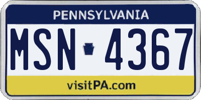 PA license plate MSN4367