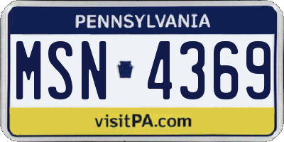 PA license plate MSN4369