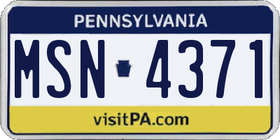 PA license plate MSN4371