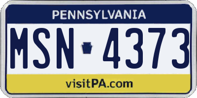 PA license plate MSN4373
