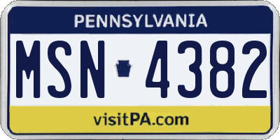 PA license plate MSN4382