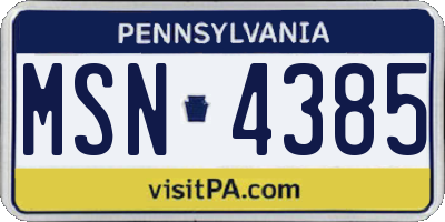 PA license plate MSN4385