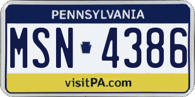 PA license plate MSN4386