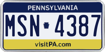 PA license plate MSN4387