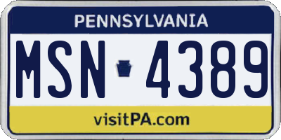 PA license plate MSN4389