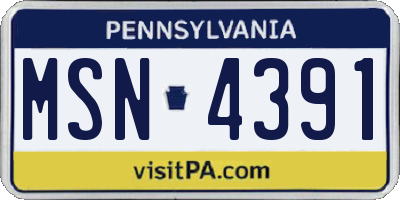 PA license plate MSN4391