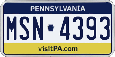 PA license plate MSN4393