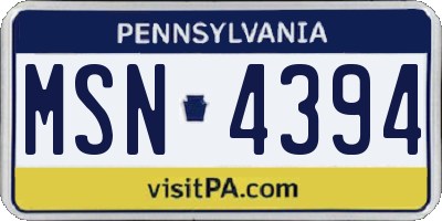 PA license plate MSN4394