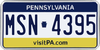 PA license plate MSN4395