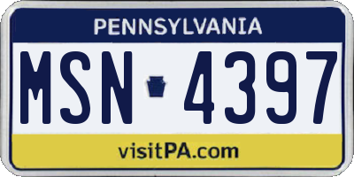 PA license plate MSN4397