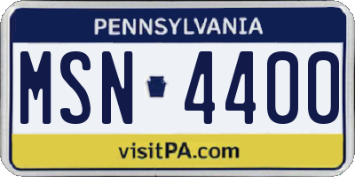 PA license plate MSN4400