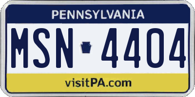 PA license plate MSN4404