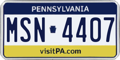 PA license plate MSN4407