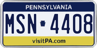 PA license plate MSN4408