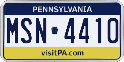 PA license plate MSN4410
