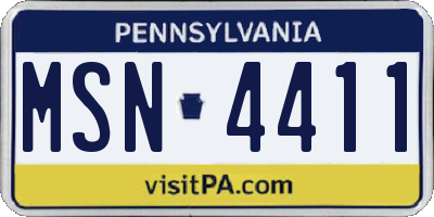 PA license plate MSN4411