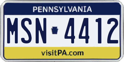 PA license plate MSN4412