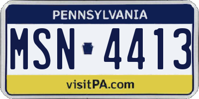 PA license plate MSN4413