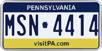 PA license plate MSN4414