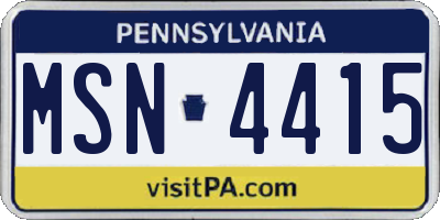 PA license plate MSN4415