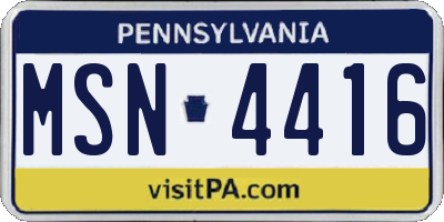 PA license plate MSN4416